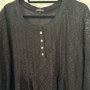 Cocomo Black Lace Blouse with Buttons